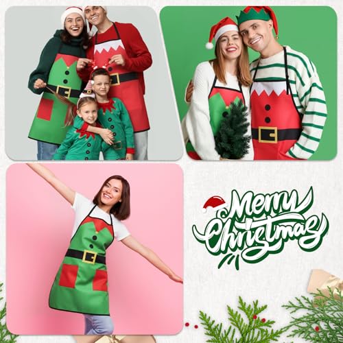 XLSXEXCL 2 Set Christmas Apron and Hat Set Elf Santa Claus Apron and Hat Funny Santa Claus Elf Cosplay Costume Kit for Xma...