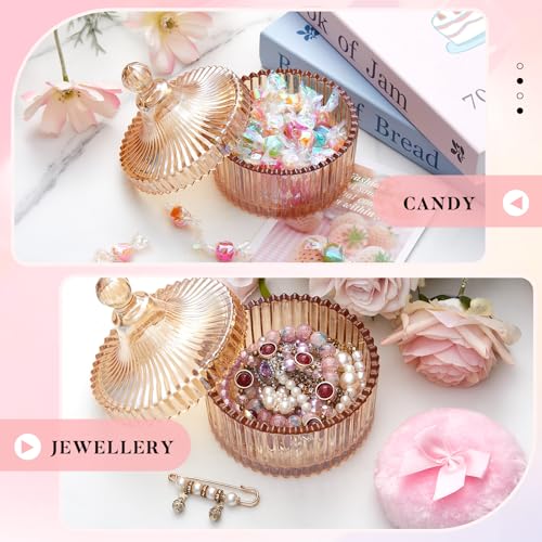 Tioncy 3 Pcs Large Body Powder Puff and Container Valentine's Day gift Powder Container with Puff Crystal Case Soft Washab...