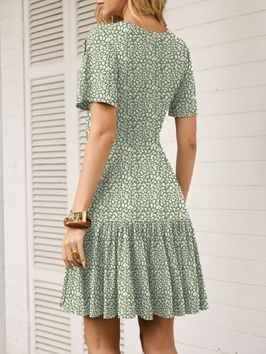ANRABESS Womens Summer Mini Dresses 2026 Casual Floral Beach Vacation Sundress Wrap V Neck A-Line Boho Spring Short Dress