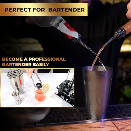 Mixology Bartender Kit – 24 Piece Gun Metal Cocktail Shaker Set w/Stand – Essential Home Bar Accessories Martini Shaker, J...