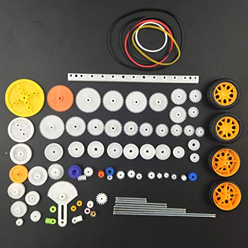 EUDAX 82 pcs Plastic Gear Package Kit - DIY Gear Assortment Accessories Set for Toy Motor Car Robot Various Axle Belt Bush...