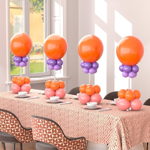 Toosci 10 Pack Acrylic Balloon Stands for Table, 15.75 Inch Height Balloons Centerpiece for Tables with Base, Balloon Stic...