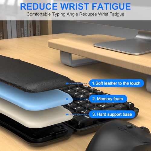 Ergonomic Wireless Keyboard Mouse Combo, EDJO Bluetooth/2.4G Dual-Mode Connection, Soft Foam Wrist Rest, Silent Typing, Wa...