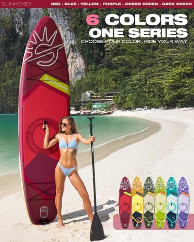 SUNHOKEY 11'×34'' Extra Wide Inflatable Paddle Board with Seam Welded Technology, Stand Up Paddle Board, 420lb Capacity fo...