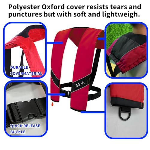 Automatic Inflatable Life Jacket|Life Vest for Adults|PFD Low Profile|Supports up to 330 lbs