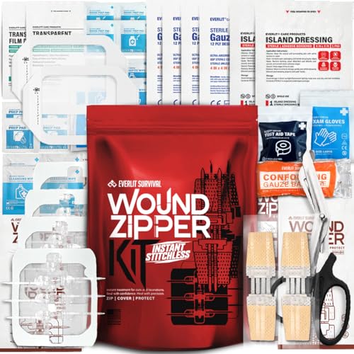 EVERLIT Wound Closure Kit | Surgical Zip-Stitch Devices for Cut & Laceration | Sterile, Suture-Free, Stitch-Less Adhesive ...