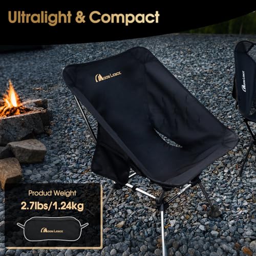 MOON LENCE Portable Camping Chair Plus Size, Folding Backpacking Beach Chair with Groundgrip Feet, Upgraded Comfort & Siz...
