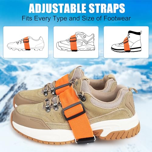 Ice Cleats Mid-Sole Snow Traction Cleats Crampons for Shoes and Boots Rotatable Non Slip Ice Grippers Overshoe with 7 Tung...