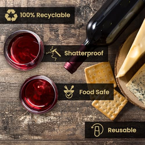 Reli. Disposable Wine Glasses (48 Pack, 12oz) Plastic Stemless Wine Glasses Disposable | Clear and Stemless for Parties, C...