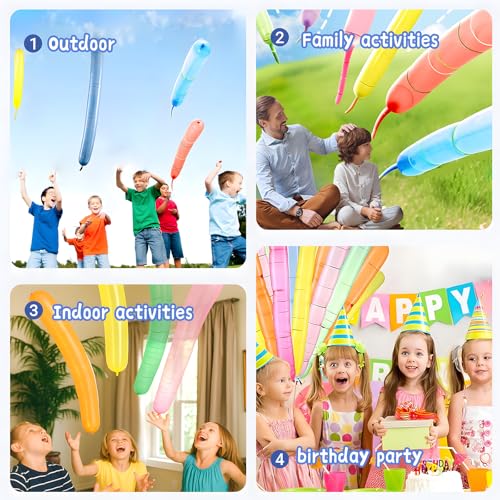 Rocket Balloons with 2 Pumps – 100pcs Whistling Flying Rockets + 5 Helicopter Balloon Toys, Screaming Air Rocket Set for K...