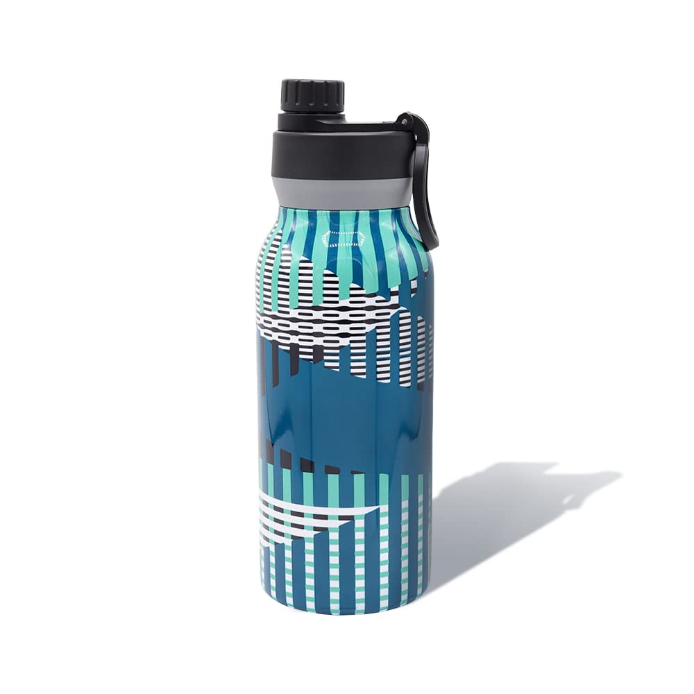 BUILT Wide Mouth Cascade Double Wall Vacuum Insulated Stainless Steel Bottle with Chug Lid, Off the Grid Blue, 32 Ounces