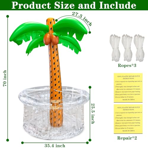 TURNMEON 72" Inflatable Palm Tree Cooler 200+ Drinks Super Large Capacity Pool Party Decoration Foldable Ice Bucket for Be...