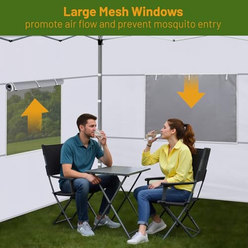 3 Pcs 10x10 Canopy Sidewalls with Roll-up Windows for 10x10 Pop Up Canopy Straight Leg Outdoor Instant Canopy Walls Waterp...