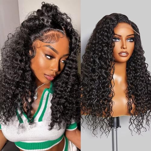 20 Inch 13x6 Deep Wave Lace Front Wigs Human Hair Wig for Women 12A 200% Density HD Lace Front Wigs Human Hair Pre Plucked with Baby Hair Natural Black