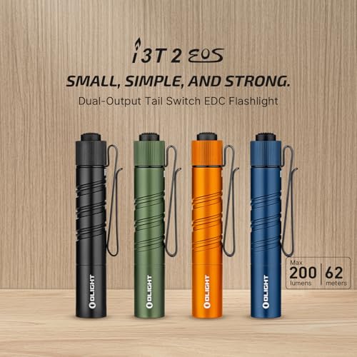 OLIGHT I3T 2 EOS Pocket EDC Flashlight, 200 Lumens Compact Bright Handheld Flash Lights, Dual-Output Tail Switch with AAA ...