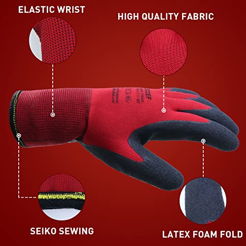 LOCCEF 2 Pairs Winter Work Gloves for Men and Women, Freezer Gloves for Work Below Zero, Thermal Insulated, Super Grip