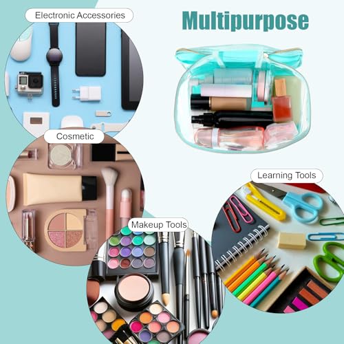 Chenille Letter Clear Makeup Bags Hair Pouch Preppy Patch Makeup Bag Zipper with Handle Transparent PVC Waterproof Glitter...