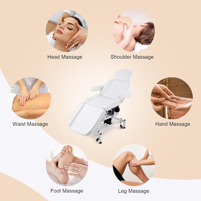 Artist hand 3 Motor Electrical Facial Bed for Esthetician 110V Removable Massage Table Beauty Bed Medical Aesthetic Tattoo Chair with Rotatable Armrests
