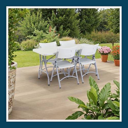 OEF Furnishings OEFBT Series Rectangular Commercial-Grade Premium Industrial Folding Table, Heavy-Duty Blow-Molded Design ...