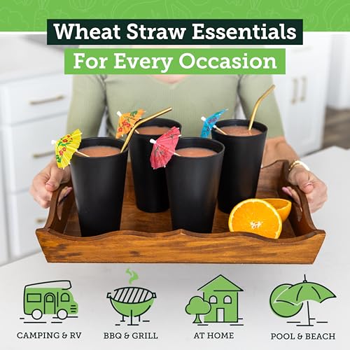 Grow Forward Premium Wheat Straw Cups - 13 & 20 oz Unbreakable BPA Free Hard Plastic Cups - Reusable Lightweight Plastic D...