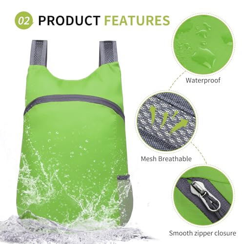 SUIKIHUM 20L Ultra Hiking-Daypack Lightweight Foldable Travel Packable Backpack for Camping Cycling Outdoor,green
