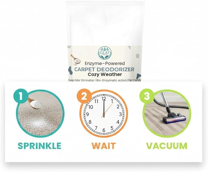 Enzyme-Powered Carpet Deodorizer (Powder) - Cozy Weather | Natural Pet Odor Eliminator | Bio-Enzymatic Formula, Premium Performance, Eco Friendly | 16 oz