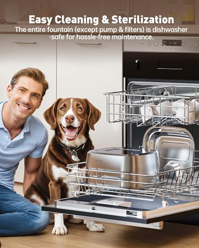Stainless Steel Dog Water Fountain,3 Gallon Large Pet Water Fountains for Dogs and Cats, 12L /422oz Dog Water Bowl Dispens...