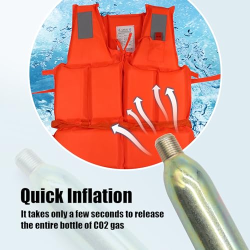 24 Gram CO2 Cartridge for Life Vest, Auto/Manual PFD Life Jacket Rearming Kit, Metal Cartridge for Life Jacket CO2 Cartrid...