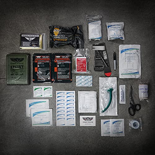 EVERLIT Advanced Trauma Kit, CAT GEN-7 Tourniquet, TCCC Compliant, Mil-Spec Nylon Laser Cut Pouch with 36" Splint, Militar...
