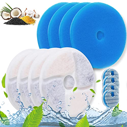 Biubiucat Cat Water Fountain Filters - 4PCS Activated Professional Removable Circle Reusable Fountain Carbon Filter Drink ...
