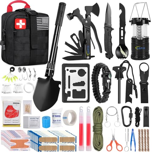 ABPIR 170 PCS Survival Kits, Survival First Aid Kit with Essential Survival Gear Emergency Medical Supplies for Hiking Cam...