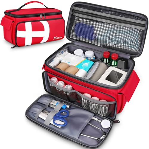 Mancro First Aid Bags Empty, Medical Travel Bag with Multi Pockets, Pill Bottle Organizer for Travel, Home Storage, Trauma...