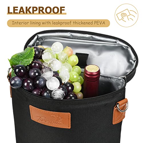 Tirrinia 2 Bottle Leakproof Insulated Wine Tote Carrier Bag - Padded Cooler for Travel, Restaurants, Tasting, Parties, Gre...