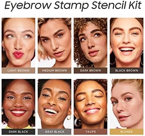 Eyebrow Stamp Stencil Kit - One-Step Eyebrow Stencil with 24 Reusable Thin & Thick Stencils, Long-Lasting Waterproof & Smudge-Proof Brow Stamp for Perfect Eye Makeup (Blonde)