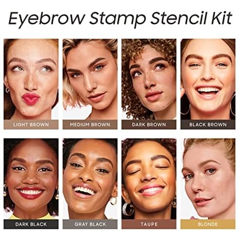Eyebrow Stamp and Eyebrow Stencil Kit, Eye Brow Stencil Kit for Beginners 24 Reusable and Washable Eyebrow Shaping Kit, Brow Stencil and Stamp Kit Smudge-Proof & Long-Lasting (Black Brown)