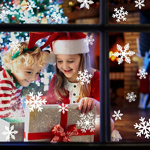 LUDILO 135Pcs Christmas Window Clings Snowflakes Window Decals Static Window Stickers for Christmas Decorations Windows Dé...
