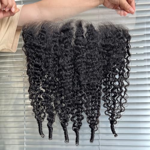 13x6 Burmese Curly Frontal 100% Real Human Hair 13x6 Frontal Burmese Curly Hair Transparent HD Lace Closure Natural Black 1B Color 16 Inch