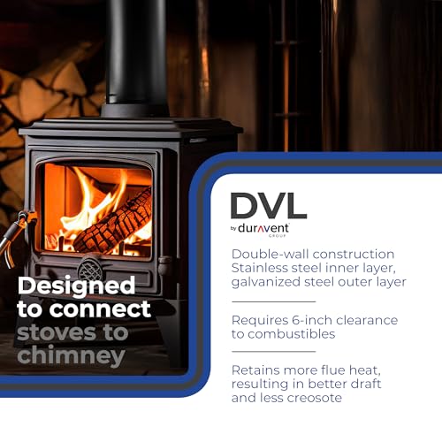 DuraVent DVL 6DVL-24 Easy to Install 6 Inch Galvanized and Stainless Steel Double Wall Wood Burning Stove Pipe to Vent Smo...