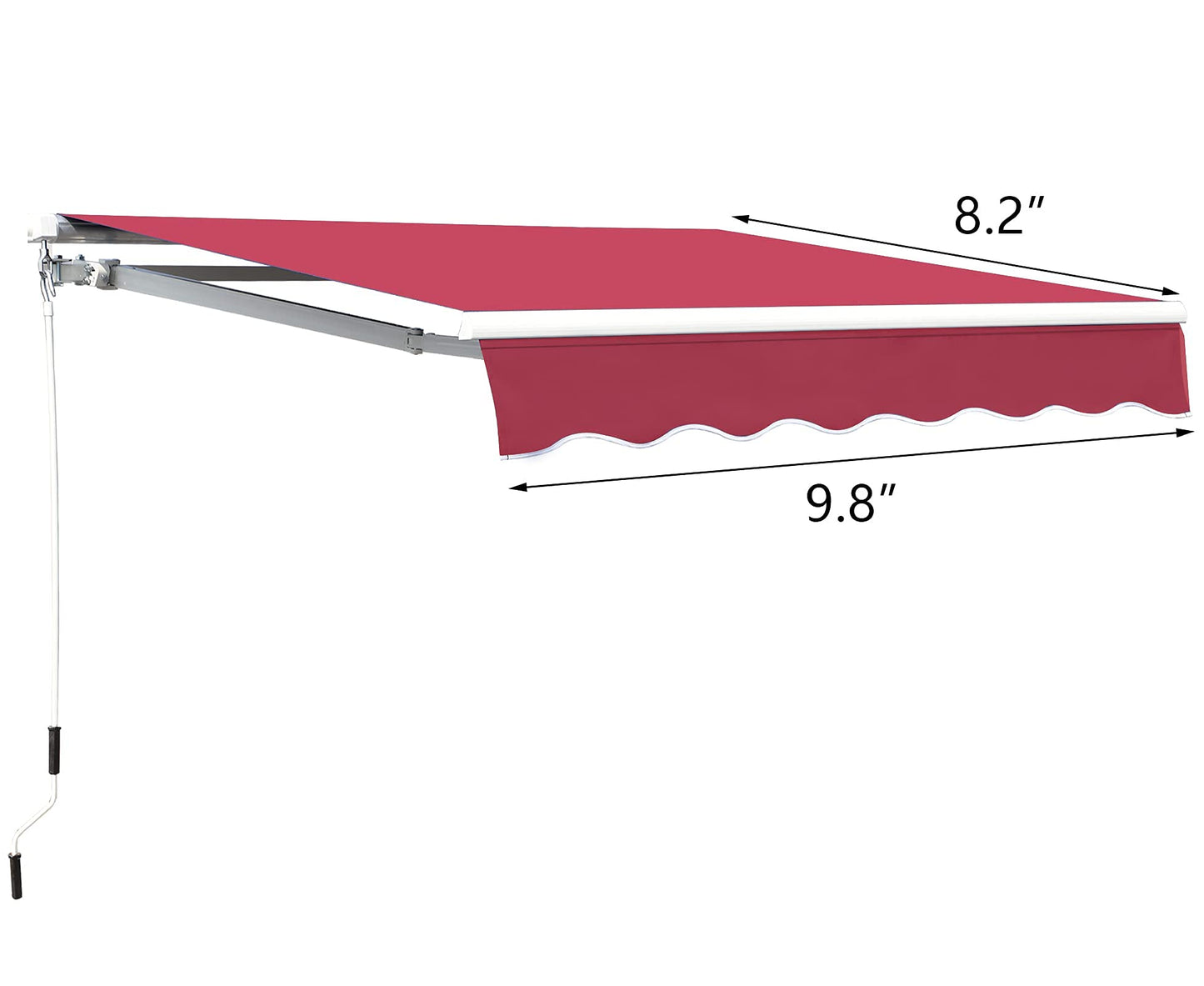Grepatio 9.8x8.2 Ft Manual Retractable Awning, Aluminum Polyester Patio Door Window Awning, Sunshade Shelter with Crank Handle, Outdoor Canopy - Burgundy