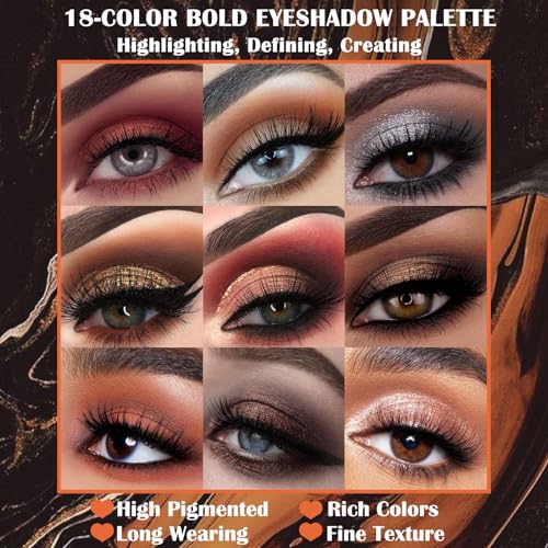 Prism Makeup Matte Eyeshadow Palette Pro 18 Colors Pigmented Shimmer Glitter Eye Shadow Palette, Long Lasting Waterproof S...