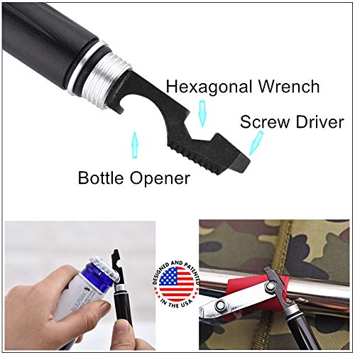 The Most Loaded 6-in-1 Tactical Pen: Solves Other Brands' Weaknesses,Self Defense Tip + Flashlight + Ballpoint + Bottle Op...