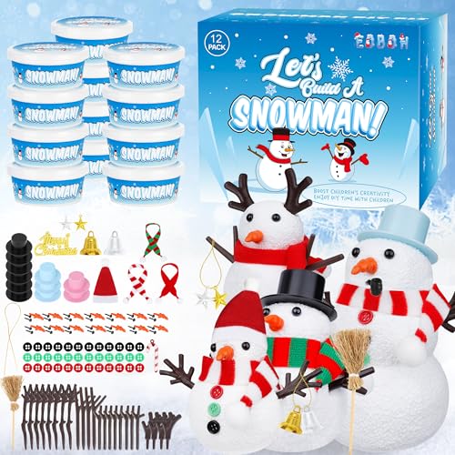 12 Pack Christmas Craft, DIY Snowman Kit for Kids, Build a Snowman Kit Indoor Decorations, Creative Kids Air Dry Modeling ...