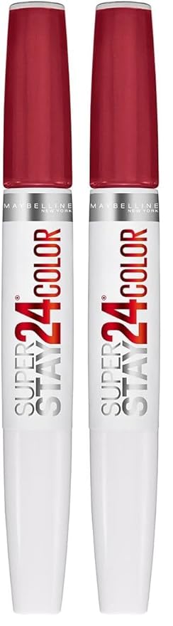 MAYBELLINE Super Stay 24, 2-Step Liquid Lipstick Makeup, Long Lasting Highly Pigmented Color with Moisturizing Balm, Keep Up The Flame, Red, 1 Count (Pack of 2)