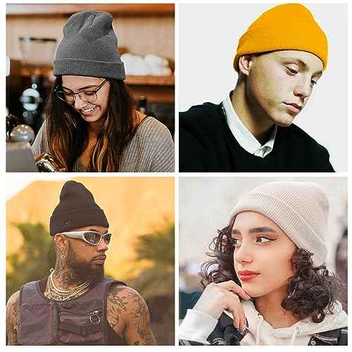 ZOORON 1 & 2 Packs Beanie for Men Women Warm Winter Hats Acrylic Knit Cuffed Beanie Cap Unisex