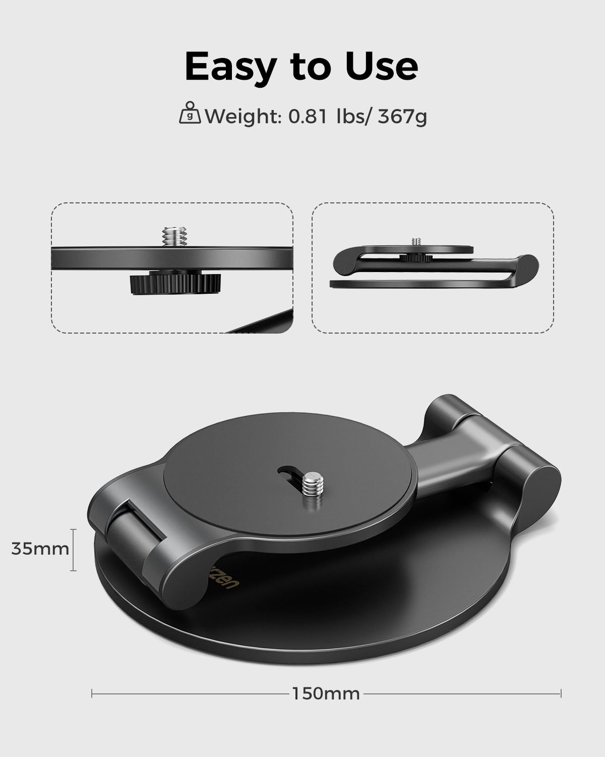 Aurzen Projector Foldable Stand, Ultra-Compact with Easy Setup, 180° Rotation, Compatible with TMY, HAPPRUN, Yaber, Epson & Most Projectors (¼-Inch Screw, Only Stand)