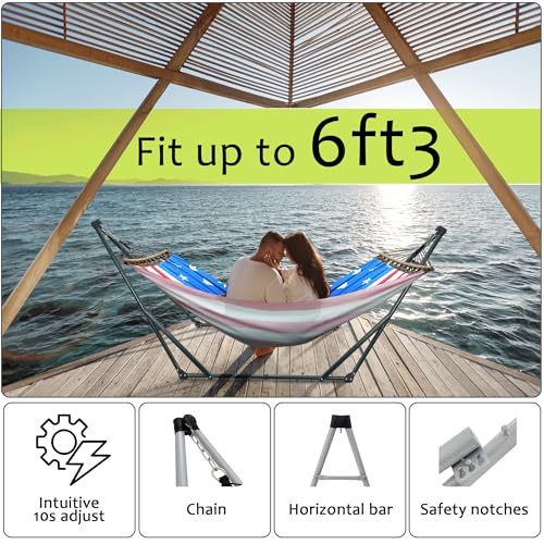 Tranquillo Sturdy Steel Hammock with Stand Premium Cotton Canvas Hammock, 600 lbs Capacity Hammock Stand Folding, Portable...