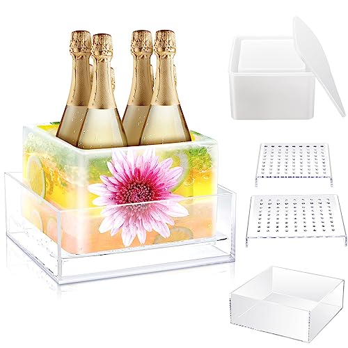 Didaey 4 Pcs Ice Mold Wine Chiller Ice Bottle Chiller Ice Container Mold Ice Silicone Mold Champagne Bucket with Draining ...