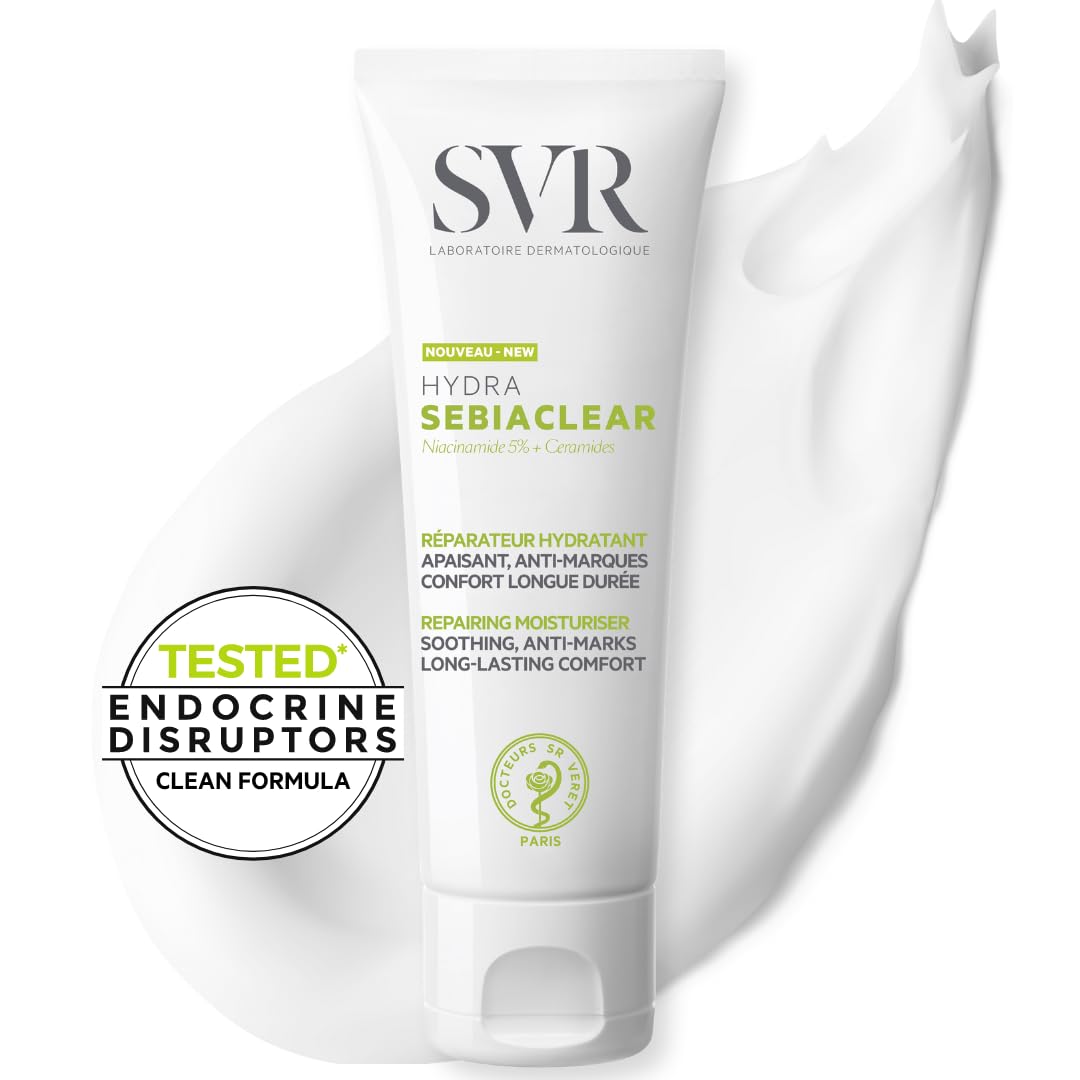 SVR Sebiaclear Moisturizing Face Cream - Soothing Moisturizer, Reduces the appearance of marks, with Niacinamide, Hyaluronic Aci