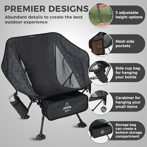 ATEPA UFO3.0 Backpacking Camping Chair, Ultralight Extra Wide Comfortable Folding Chairs Heavy Duty Portable Hexagon Ergon...