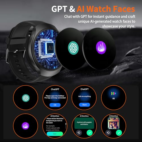 GPS Smart Watch for Men With AI (Answer/Make Call), 1.43" Micro-Spherical AMOLED Smartwatch for Android and iPhone, 150+ S...